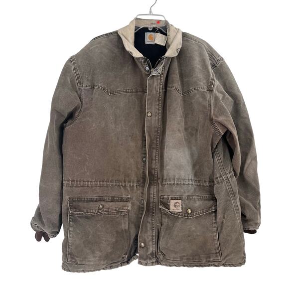 Vintage Carhartt Jacket Mens XL C26 Thrashed Brown Arctic Chore Barn Coat